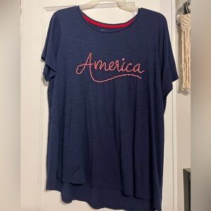 Navy Blue Graphic Women's Top